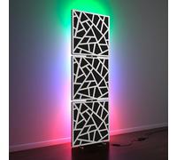 3 Pack - Pannelli acustici «SKYROSS» con lampada da terra RGB Light | mobile LED Supporto acustico con retroilluminazione | 150x50x5cm | HDF Colore piastra: Bianco