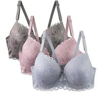 3 Pack Reggiseno Donna con Anelli Riduttore Reggiseni Base Scoperta Multiposizione Reggiseni Riduttori Reggiseni a Tracolla con Supporto Comodi Bralette Invisibile Elastico Taglie Grandi, porpora, 80D