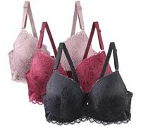 3 Pack Reggiseno Donna con Anelli Riduttore Reggiseni Base Scoperta Multiposizione Reggiseni Riduttori Reggiseni a Tracolla con Supporto Comodi Bralette Invisibile Elastico Taglie Grandi, Grigio, 105D