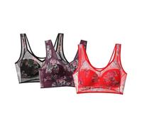 3 Pack Reggiseno Donna Senza Ferri Riduttore Reggiseni Base Scoperta Push Up Reggiseni Riduttori Reggiseni Collo A V Sexy Con Supporto Morbidi Bralette Invisibile Regolabili Taglia Grande, porpora
