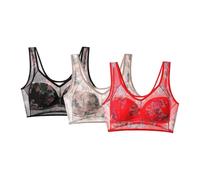 3 Pack Reggiseno Donna Senza Ferri Riduttore Reggiseni Base Scoperta Push Up Reggiseni Riduttori Reggiseni Collo A V Sexy Con Supporto Morbidi Bralette Invisibile Regolabili Taglia Grande, Nero