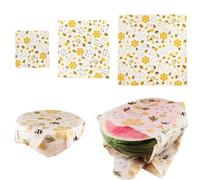 3 Pack Riutilizzabile Cera d'api Food Wraps Organic Cera d'api Wraps Eco Friendly Wax Wrap Sandwich Coperchi di Stoccaggio di Alimenti Wraps Wash Wax Wraps Sostenibile Biodegradabile Zero Plastica