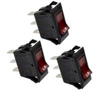 3-Pack Rosso Illuminato Rocker Interruttore Nero Funzione On Off 3 Force 15A per