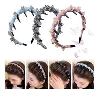 3 Pack Vintage High Cranium Artificial Pearl Hairband,Classic Retro Hair Accessories,Elegant Pearl Headbands,Bridal Hair Hoop Party Wedding Hair Accessories for Women and Girls (PINK, One Size)