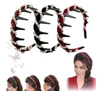 3 Pack Vintage High Cranium Artificial Pearl Hairband,Classic Retro Hair Accessories,Elegant Pearl Headbands,Bridal Hair Hoop Party Wedding Hair Accessories for Women and Girls (BL, One Size)