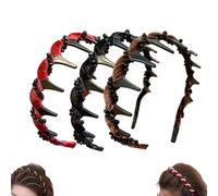 3 Pack Vintage High Cranium Artificial Pearl Hairband, Elegant Braided Pearls Headbands with Teeth for Women Girls, Wedding Party Hair Hoop Band Headwear for Bride (Rhinestone)