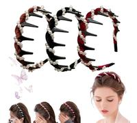 3 Pack Vintage High Cranium Artificial Pearl Hairband, Elegant Pearl Headbands,Classic Retro Hair Accessories,Bridal Hair Hoop Party Wedding Hair Accessories. (A, One Size)