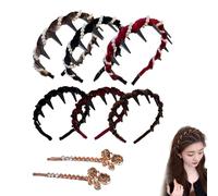 3 Pack Vintage High Cranium Artificial Pearl Hairband, Vintage Pearl Tooth Headbands, High Cranium Headband, Elegant Headbands, Rhinestones Bridal Hair Hoop (Mix*6, one size)