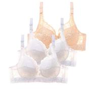 3 Pack Women Underwire Push Up Bra Set Sexy Bustier Sports Training, Beige, 38D(Red,42B)