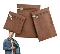 3 Packs Sew-in Side Pocket with Zipper, Black Canvas Hidden Pockets for Clothing, Secure Storage Pouch for Travel Jacket with Hidden Pockets, Hoodies and Sweatshirts (Coffee)