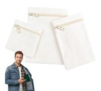 3 Packs Sew-in Side Pocket with Zipper, Black Canvas Hidden Pockets for Clothing, Secure Storage Pouch for Travel Jacket with Hidden Pockets, Hoodies and Sweatshirts (White)