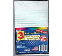 3 Pad pack Jr SIZE 5 x 8" White LEGAL NOTE PADS lined 90 SHEETS Tree House USA