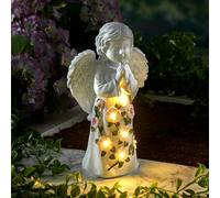 3 PAGEN® Angelo solare con fiori da giardino, angelo custode a LED, decorazione da giardino con luci solari Fairy Angel, statuette da giardino per esterni, decorazione funeraria e luce funeraria
