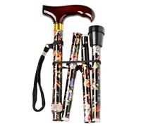 3 PAGEN Bastone da passeggio pieghevole - altezza regolabile tra 83 - 93 cm - motivo floreale - ideale per i viaggi - antiscivolo grazie alla base in gomma - bastone da mano con manico ergonomico in