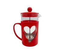 3 Pagen Caffettiera rossa 600 ml (3 tazze) - French Press caffettiera per casa, in viaggio, in viaggio e in campeggio - classica pressa da caffè con manico isolante e bel design a forma di cuore