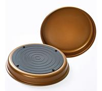 3 PAGEN® Padella antiaderente per forno a microonde, 25 cm, piastra a crisp, per preparare e scongelare patatine, pancetta o carne, design salvaspazio, Ø 25 cm, color rame