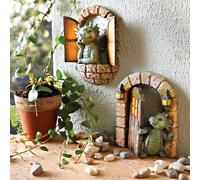 3 Pagen Set di 2 decorazioni da parete con drago, resistente alle intemperie, design curato nei dettagli, porta del castello e finestra del castello con drago, idea decorativa per giardino, terrazza o