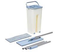 3 PAGEN Set di mocio con secchio - con due cuscinetti in micro fibra - lavapavimenti con funzione strizzacervelli - due camere d'acqua - estremamente salvaspazio - due prese d'acqua - facile da usare