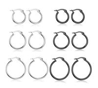 3 paia / 6 paia di orecchini rotondi in acciaio inox con piccolo anello orecchini non allergici unisex nero acciaio colore ortrattamento seducente