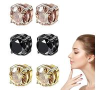 3 Paia 6mm Acciaio inossidabile Orecchini Magnetici Uomo Donna Bambina Diamante Calamita Clip Senza Buco Tondi Piccoli Cerchio Zirconioro nero oro rosa Diamanti Finti Orecchino Set Nero Tondo
