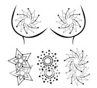 3 Paia Adesivi per Capezzoli in Cristallo Adesivi per Capezzoli Sexy Glitter Strass Capezzoli Adesivi per Capezzoli Gioielli Tatuaggi per Petali di Natale Carnevale Adesivi per Seno da Donna (Nero)
