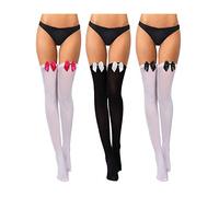 3 Paia Autoreggenti (Bianco a Fiocco Nero, Nero a Fiocco Bianco, Rosa Rosso)