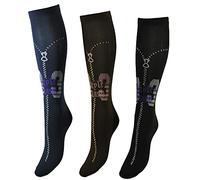 ( 3 PAIA ) Calze donna al ginocchio, elasticizzate, con stampa, in morbidissima microfibra molto coprente - 100% Made in Italy (Assort.1)