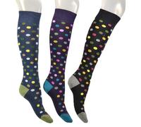 (3 PAIA) Calze Donna gambaletto a pois multicolor, in morbidissimo cotone elasticizzato- Eleganza Italiana ad ogni passo - 100% Made in (Brescia) Italy (A5)