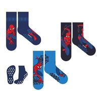 3 Paia Calzini antiscivolo bambini Disney spiderman, calze con gommini sotto il piede e spugna interna, casa e palestra,calzini caldi invernali (IT, Numero, 31, 34, ART1529: 1BLU 1 NERO 1 AZZURRO)