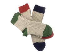 3 Paia - Calzini da bambino e bambina con Cashemire - Collezione GIOTTO - sottili, morbidi e caldi, in colori fantasia (1 Paio Verde, 1 Paio Rosso, 1 Paio Blu, 31-34)