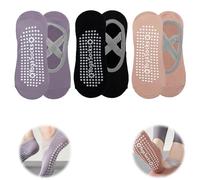 3 Paia Calzini Pilates per Yoga, Yoga Chaussettes Antidérapantes, Chaussettes de Yoga pour Barre Danse Ballet Fitness Sport