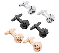 3 Paia Cufflinks da Uomo a Nodo in Lega, Stile Retrò per Camicia | Chiusura Salda, Superficie Liscia e Decorativa, Set da Tre Paia per Padri e Amici