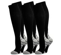 3 Paia di Calze a Compressione Graduata per Uomo E Donna, per Sport, Running, Corsa, Escursioni, Ciclismo, Giri in Bici, Sportive, Gravidanza, Viaggi in Aereo (M, Grigio)