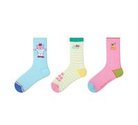 3 paia di calze da donna giapponesi a tubo sottile in rete traspirante a righe per il tempo libero e comode calze, R8979 Candy World, Taglia unica