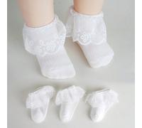 3 paia di calze in pizzo bianco, stile elegante e dolce da principessa, adatte per bambini per la danza 1-2Y,2-3Y,0-1 anno,3-5 anni,6-8 anniColore unicoPoliestere