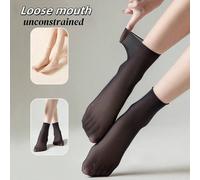 3 paia di calze velate a punta aperta da donna, calze corte leggere e casual in colori nero e albicocca 36-40Colore unicoTessuto