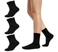 3 paia di calzini a tinta unita con due strisce, casual, sportivi, vintage, retrò, da corsa, in cotone, per donne e ragazze, B 3 paia - Nero, Taglia unica