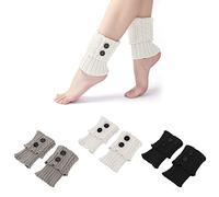 3 paia di calzini caldi per gambe, accessori di abbigliamento, protezioni per gambe in maglia, coprigambe con bottoni casual, copriscarpe invernali caldi, adatti per attività all'aperto