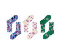 3 paia di calzini da donna con design retrò pittura a olio tridimensionale in rilievo alla tendenza disossata, R8054 Frammento di Eden, Taglia unica