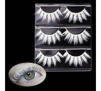 3 paia di ciglia finte bianche dall'aspetto naturale, in finto visone, riutilizzabili, striscia 3D soffici, colore bianco, per Halloween, cosplay, feste in maschera