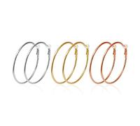 3 Paia Di Clip Per Le Orecchie, Set Di Cerchi Grandi, Orecchini Da Donna Non Forati, Orecchini Da Donna Ipoallergenici Realizzati In Oro Rosa Placcato Oro e Argento 6 Cm）