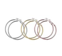 3 Paia Di Clip Per Le Orecchie, Set Di Grandi Cerchi, Orecchini Da Donna Non Forati, Orecchini Da Donna Ipoallergenici Realizzati In Oro Rosa Placcato Oro e Argento 7cm）