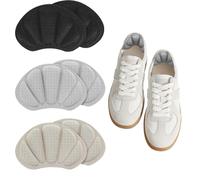 3 paia di cuscinetti per tallone, per scarpe troppo grandi, autoadesivi, per donne e uomini, inserti spessi per scarpe posteriori (bianco sporco, grigio, nero)