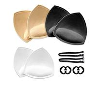 3 paia di cuscinetti rimovibili per reggiseno, imbottiture per reggiseno sportivo, reggiseno bikini, biancheria intima, con un paio di spallacci e 2 spallacci con fibbie antiscivolo., Nero , 10