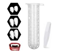 3 paia di denti da vampiro con colla, zanne per feste di Halloween, lupo mannaro cosplay horror dentatura vampiro oggetti di scena regalo per feste horror