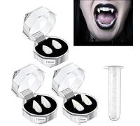 3 paia di denti da vampiro, Halloween, feste, cosplay, protesi con pellet, colla per Halloween, feste