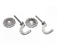 3 Paia Di Fermacurtain Drape Con Rosetta E Piastra In Satinato Cromo 35mm