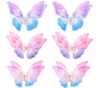 3 paia di fermagli per capelli colorati a forma di farfalla, in filo di rete, perle, a forma di farfalla, graziosi, decorativi, accessori per capelli da donna, per acconciature di Halloween, feste di
