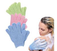 3 paia di guanti da doccia esfolianti, esfolianti per la pulizia profonda, esfolianti per la pelle morta, per doccia, spa, massaggi e rimozione delle cellule morte in luffa, verde, blu, rosa