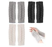 3 Paia Di Guanti Da Donna Intrecciati Senza Puntatore - Caldi in Autunno e Inverno, Senza Dita Alla Moda, Adatti per Esterni, Ciclismo e Viaggi